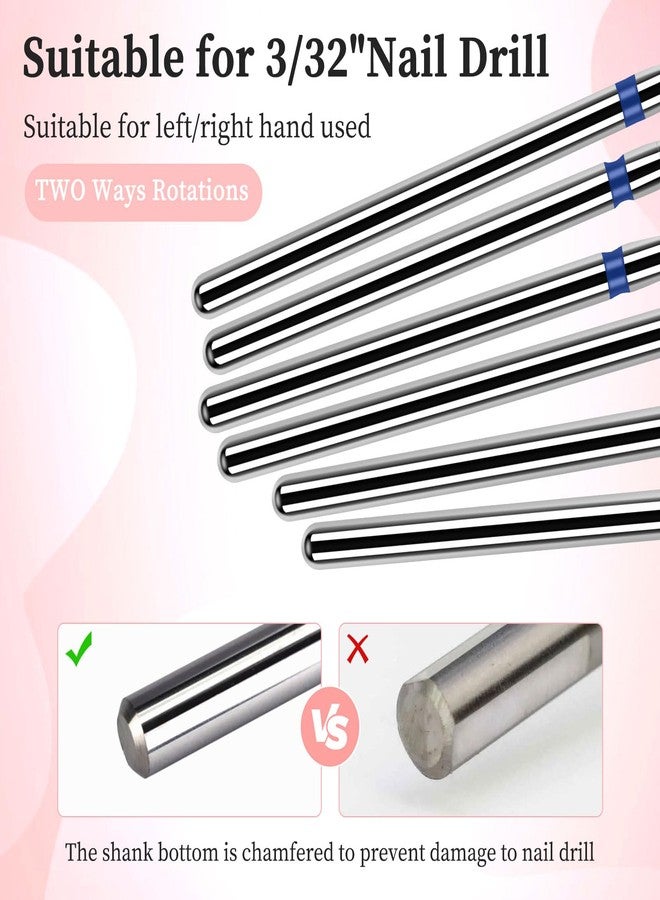 BQAN Nail Drill Bits Set - 6Pcs Professional Cuticle Remover 3/32” Safety Diamond Bit for Manicure Pedicure Nail Art (Silver) - Image 5